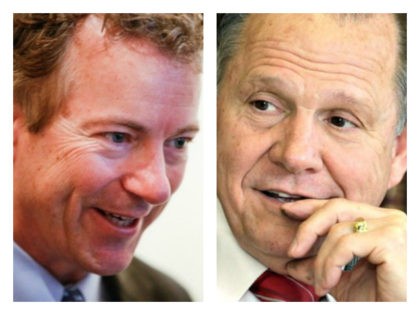 Rand Paul and Judge Roy Moore collage: Sen. Rand Paul endorsed Judge Roy Moore for U.S. Senate on Tuesday, describing him as someone who will “stand on principle” and “defend the Constitution.”