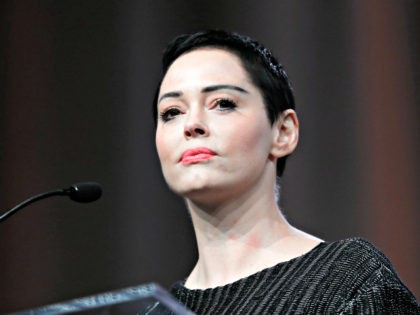 Actress Rose McGowan speaks at the inaugural Women's Convention in Detroit, Friday, Oct. 2