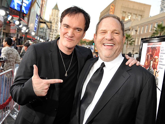 HOLLYWOOD - AUGUST 10: Director Quentin Tarantino (L) and producer Harvey Weinstein arrive at the premiere of Weinstein Co.'s 'Inglourious Basterds' held at Grauman's Chinese Theatre on August 10, 2009 in Hollywood, California. (Photo by Kevin Winter/Getty Images