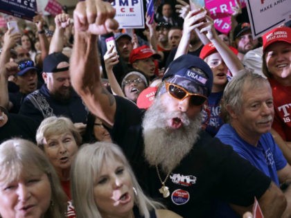 Supporters cheer for then-candidate Donald Trump during a campaign rally last year in Tampa. (Chip Somodevilla/Getty Images)