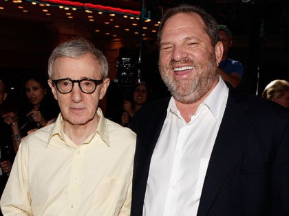 WESTWOOD, CA - AUGUST 04: Director Woody Allen (L) and producer Harvey Weinstein arrive on