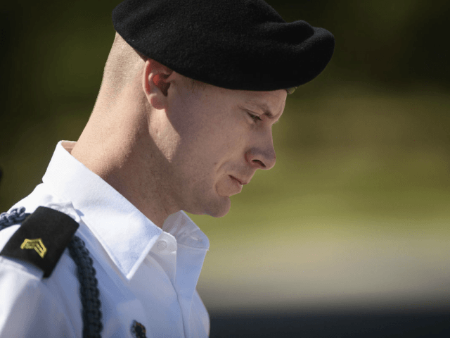 FILE- In this Sept. 27, 2017, file photo, Army Sgt. Bowe Bergdahl leaves a motions hearing during a lunch break in Fort Bragg, N.C. Bergdahl is expected to plead guilty on Monday, Oct. 16, to charges that he endangered comrades by walking away from a remote post in Afghanistan in …