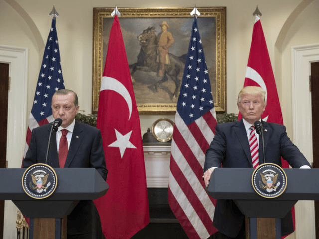 U.S. President Donald Trump and President of Turkey Recep Tayyip Erdogan deliver joint sta