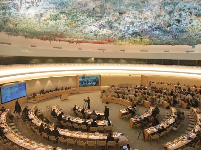 View of the 36th session of the Human Rights Council of United Nations in Geneva, Switzerland on 15 September 2017. Annual discussion on the integration of a gender perspective throughout the work of the Human Rights Council and that of its mechanisms. (Photo by Siavosh Hosseini/NurPhoto via Getty Images)