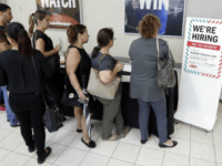 US unemployment claims fall to 222,000, lowest in 44 years Photo In this Tuesday, Oct. 3, 2017, photo, job seekers wait in line at a job fair at the Dolphin Mall in Sweetwater, Fla. The Labor Department said Thursday, Oct. 19, 2017, that claims for jobless aid dropped by 22,000 to 222,000, fewest since March 1973. (AP Photo/Alan Diaz)