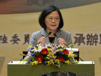 Taiwan's President Tsai Ing-wen speaks during a conference between Taiwan and China relations organized by Taiwan's Mainland Affairs Council (MAC) in Taipei on October 26, 2017. Taiwan president Tsai Ing-wen said on October 26 that the end of China's landmark party congress marks an 'opportunity for change,' as she called …
