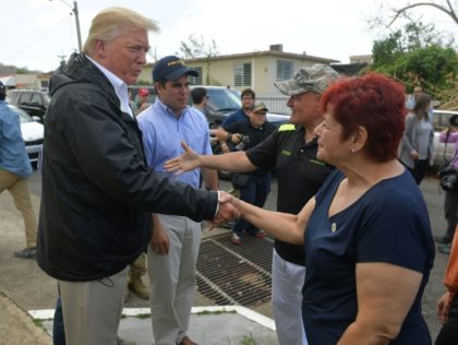 US President Donald Trump and First Lady Melania Trump met with residents affected by Hurricane Maria in Guaynabo, west of San Juan