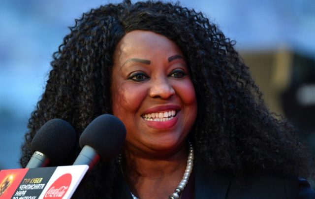 FIFA general secretary Fatma Samoura speaks during the FIFA World Cup Trophy Tour Route an