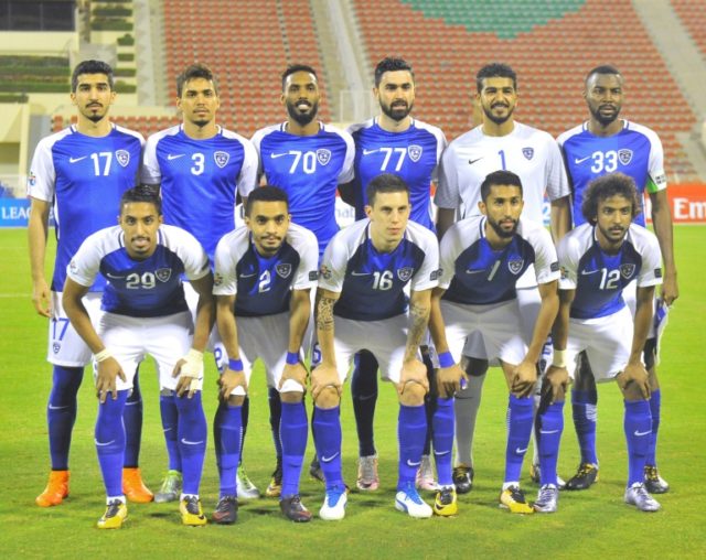 Al-Hilal's starting eleven pose for a group shot ahead of the Asian Champions League semi-