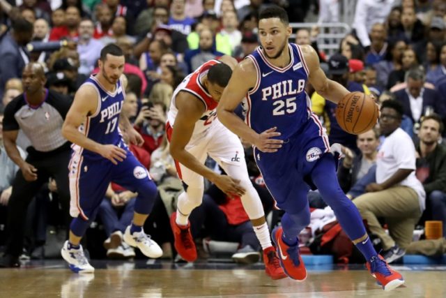 Ben Simmons of the Philadelphia 76ers, seen in action during their game against the Washin