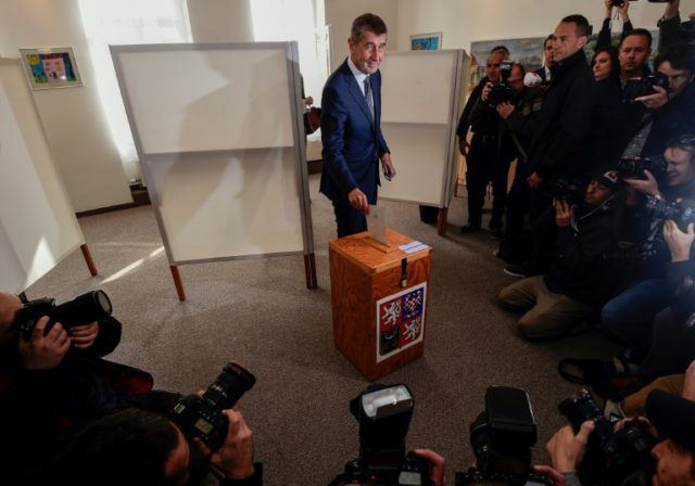 Czech billionaire Andrej Babis, chairman of the anti-migrant ANO movement, casts his ballo