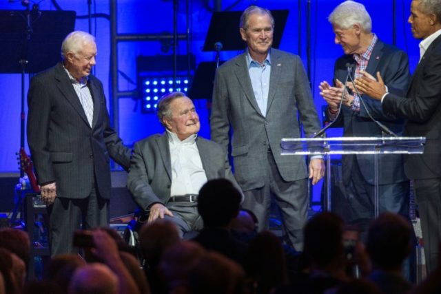 Former Presidents Jimmy Carter, George Bush, George W. Bush, Bill Clinton and Barack Obam