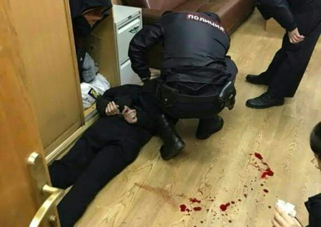 Picture obtained from Vitaly Ruvinsky's Facebook page on October 23, 2017 shows police off
