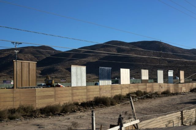 Eigth prototypes of US President Donald Trump's border wall being built near San Diego are