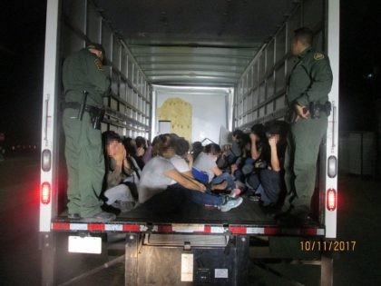 26 illegal aliens found in box truck at Falfurrias checkpoint. (Photo: U.S. Border Patrol)