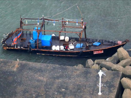 Monday's discovery comes just days after a boat with eight North Korean fishermen also docked on Japan's coast. (Kyodo News via AP)