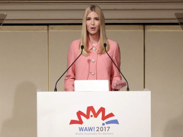 Ivanka Trump, the daughter and advisor to U.S. President Donald Trump, delivers a speech a