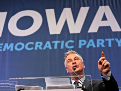 Actor Alec Baldwin speaks during the Iowa Democratic Party's Fall Gala, Monday, Nov.