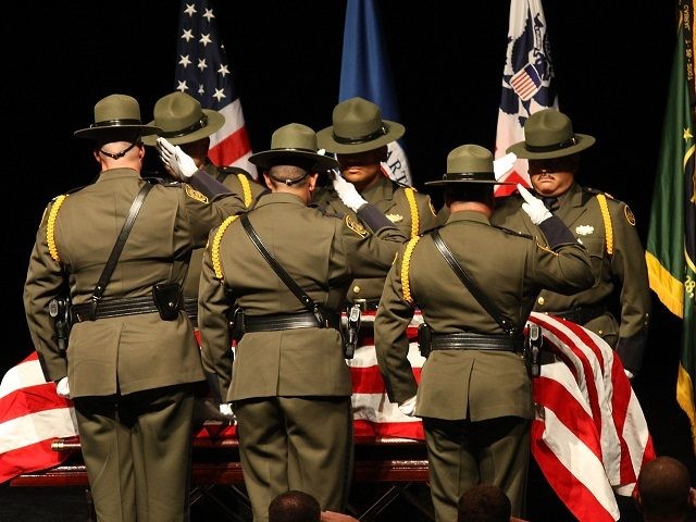EL CENTRO, CA - JULY 31: Memorial Services take place for Border Patrol Agent Robert Rosa