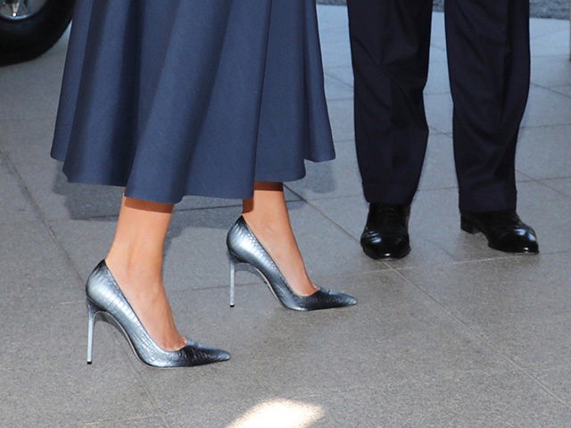 Fashion Notes: Melania Trump's Shimmering Metallic Stilettos Steal the ...