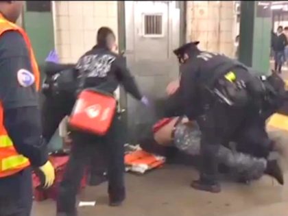 Police Tackle Subway Drunk