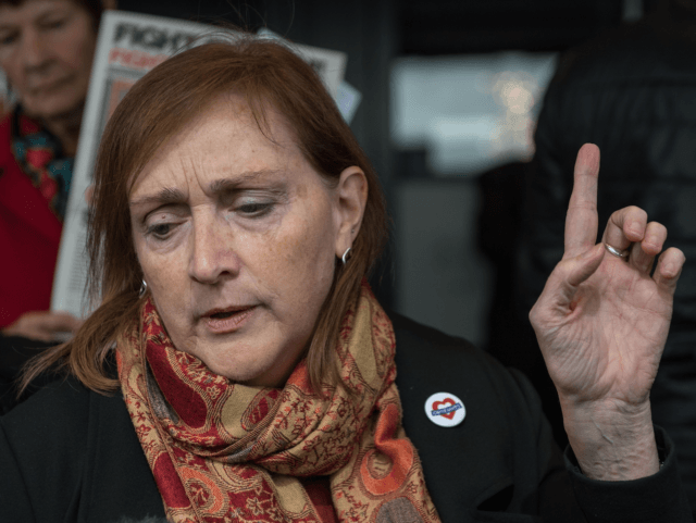 Britain's opposition Labour Party MP for Kensinton, Emma Dent Coad, gestures as she l