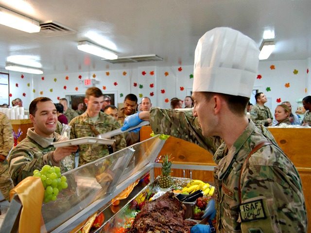 Serving Thanksgiving Dinner to Soldiers