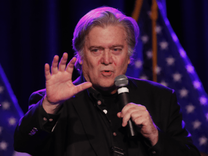 Steve Bannon, the former chief strategist to President Donald Trump, speaks at the Macomb County Republican Party dinner in Warren, Mich., Wednesday, Nov. 8, 2017. The event takes place on the anniversary of the election that put Trump in the White House. (AP Photo/Paul Sancya)