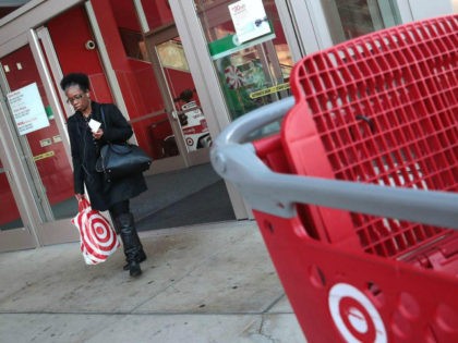 A shopper leaves a Target store on November 16, 2016 in Chicago, Illinois. Target stock closed up more than six percent today after beating third-quarter profit and revenue expectations. (Photo by Scott Olson/Getty Images)