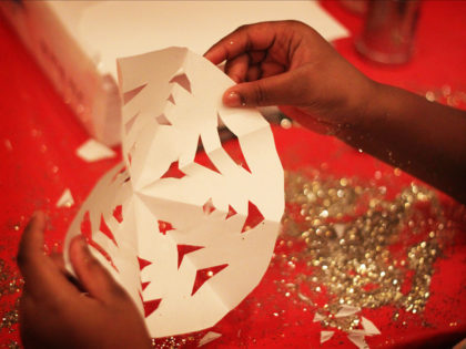 arts and crafts with glitter and snowflakes