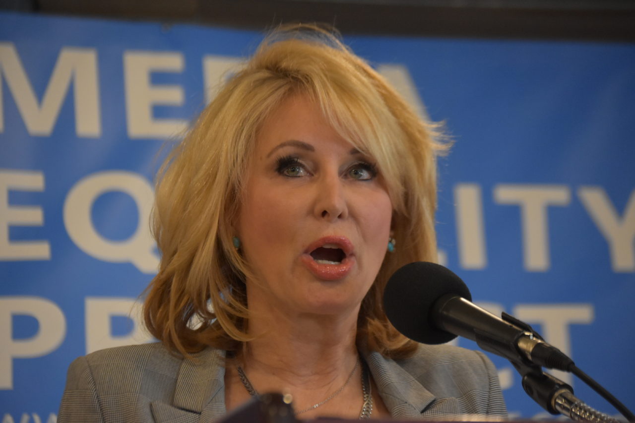 Melanie Morgan, former journalist and co-founder of Media Equalizer, spoke at a press conference in Washington, D.C. on Wednesday. She and other victims of sexual harassment or assault called on transparency in Congress and for members accused of misdeeds to step down. (Penny Starr/Breitbart News)