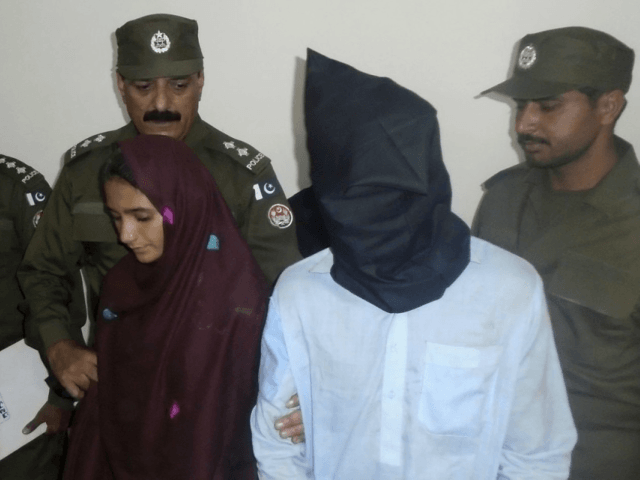 Aasia Bibi, 21, and her boyfriend, Shahid Lashari, are presented to journalists, at a poli