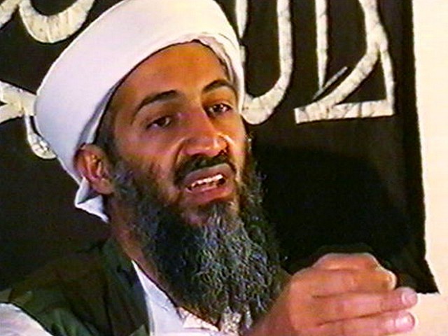 AFGHANISTAN - MAY 26: (JAPAN OUT)(VIDEO CAPTURE) This image taken from a collection of videotapes obtained by CNN shows Osama Bin Laden, the leader of the terrorist group al Qaeda, at a press conference on May 26, 1998 in Afghanistan. The tape showing this image was included in a large collection of videotapes obtained by CNN from a secret location in Afghanistan. Although it cannot be positively verified that the tapes were created by the al Qaeda terrorist network the tapes do show dramatic and sometimes repulsive images of poison gas experiments on dogs, instructions on making TNT and weapons training by men speaking Arabic. (Photo by CNN via Getty Images)