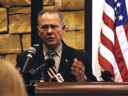 VESTAVIA HILLS, AL - NOVEMBER 11: Republican candidate for U.S. Senate Judge Roy Moore speaks during a mid-Alabama Republican Club's Veterans Day event on November 11, 2017 in Vestavia Hills, Alabama. This week Moore's campaign was brought under scrutiny, after being accused of sexual misconduct with underage girls when he …