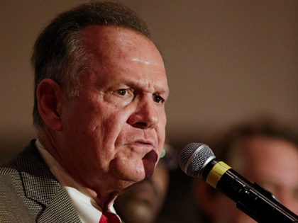 Former Alabama Chief Justice and U.S. Senate candidate Roy Moore during speaks during his