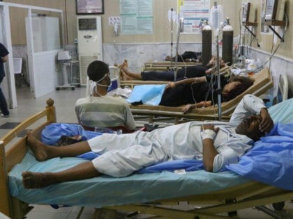 ERBIL, IRAQ - JUNE 13: Food poisoned refugees lie on beds at East Erbil Emergency Hospital