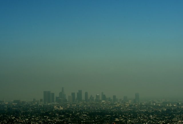 The smog-shrouded Los Angeles skyline is seen in this file photo from May 31, 2015. The la