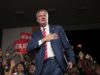 New York City Mayor Bill de Blasio New York City Mayor Bill de Blasio greets supporters during his election night event, on November 7, 2017