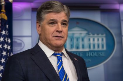 Sean Hannity, pictured in the White House briefing room in January 2017, draws millions of