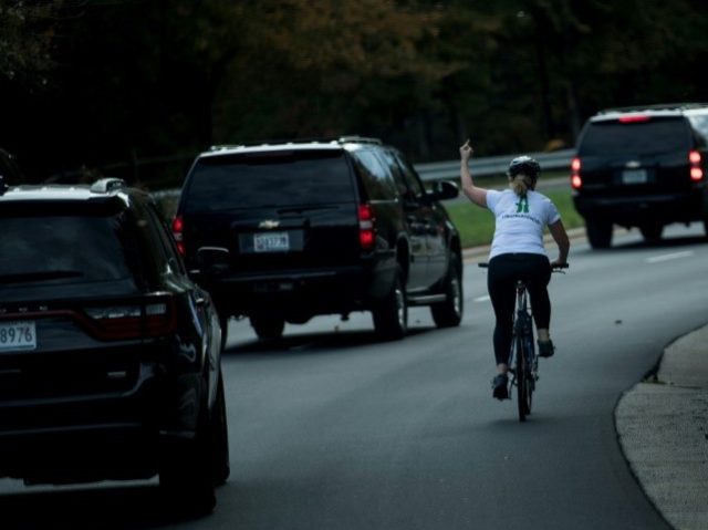 Juli Briskman, the cyclist who raised her middle finger as a motorcade with US President D