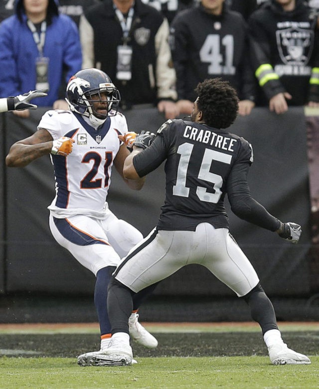 Aqib Talib, Michael Crabtree The Associated Press
