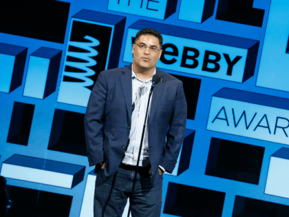 Columnist Cenk Uygur speaks on stage at the 19th Annual Webby Awards on May 18, 2015 in New York City. (Photo by Brian Ach/Getty Images for Webby Awards)
