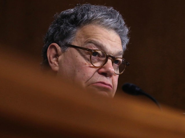 Sen. Al Franken (D-MN) listens to testimony from Interior Secretary Ryan Zinke during a Senate Energy and Natural Resources Committee hearing on Capitol Hill, on June 20, 2017 in Washington, DC. The committee heard testimony on U.S. President Donald Trump's proposed FY2018 budget request for the Interior Department. (Photo by …