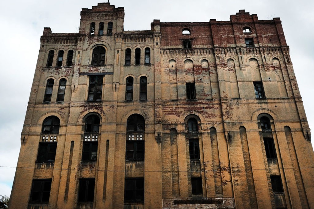 A closed factory is shown in downtown on October 24, 2016 in East Liverpool, Ohio