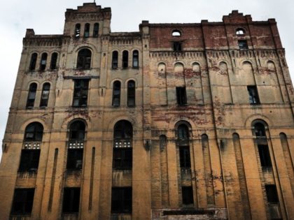 A closed factory is shown in downtown on October 24, 2016 in East Liverpool, Ohio