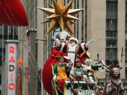 NEW YORK, NY - NOVEMBER 24: Santa Claus proceeds down 6th Av, during the 90th Macy's Annual Thanksgiving Day Parade on November 24, 2016 in New York City. Security was tight in New York City on Thursday for Macy's Thanksgiving Day Parade after ISIS called supporters in the West to …