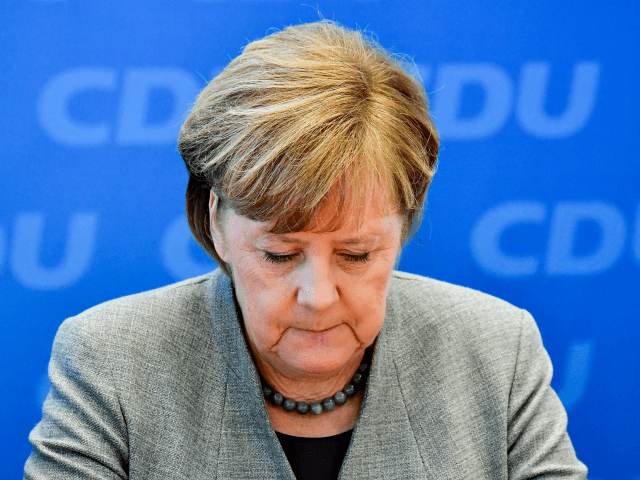 German Chancellor and head of the Christian Democratic Union party (CDU) Angela Merkel arr