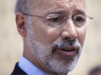 Pennsylvania Democratic gubernatorial candidate Tom Wolf speaks with members of the media and after receiving the Service Employees International Union's endorsement Friday, June 6, 2014, in Philadelphia. Wolf is challenging Republican incumbent Gov. Tom Corbett in Nov. 4th general election. (AP Photo/Matt Rourke)