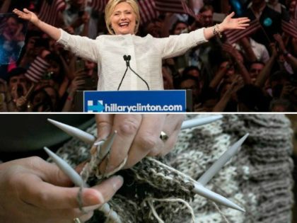 Hillary Campaining drew AngererGetty:Knitting