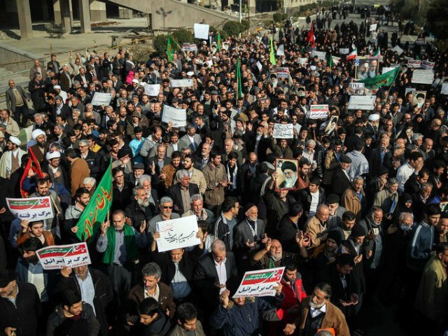 A rally in support of the Iranian government in Tehran on Saturday. The demonstration foll